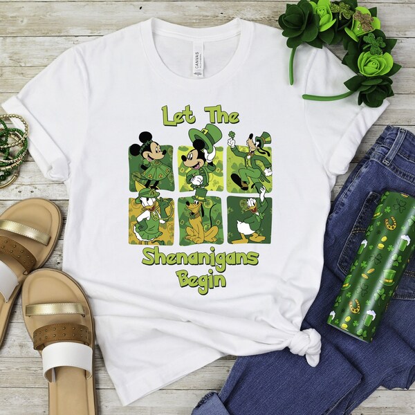 Let the Shenanigans Commence Disney Saint Patrick Family T-shirt, Magical St. Patrick's Day Fun with Irish Mickey shirt