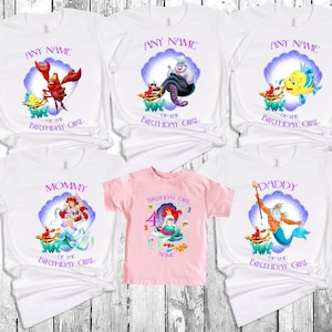 Ariel Princess Birthday Shirt, Disney Birthday Shirt, Birthday Party Shirt, Family Birthday Shirt, Little Mermaid Birthday shirt