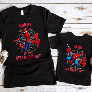 Spiderman Birthday Shirt, Birthday Marvel Family Shirts, Birthday Boy Spider man Years, Marvel Party Number Shirts