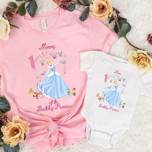 Princess Birthday Family Shirt, Customizable Cinderella T-Shirt for Mom Dad and Princess Ella, Magical Princess Ella T-Shirt