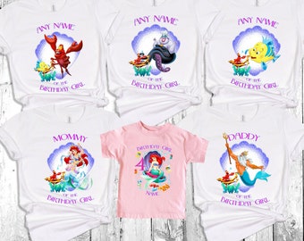 Camiseta de cumpleaños de la princesa Ariel, camiseta de cumpleaños de Disney, camiseta de fiesta de cumpleaños, camiseta de cumpleaños familiar, camiseta de cumpleaños de La Sirenita