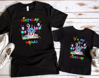 Disney Birthday Squad Shirts - Stitch Theme Tee for 1st, 2nd, 3rd Birthdays & Disneyland Crew