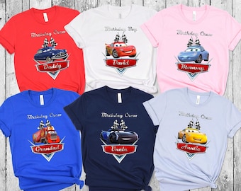 Camiseta de cumpleaños a juego de Cars de Disney: trajes de fiesta coloridos para niños y niñas: regalo perfecto para fiestas de cumpleaños y celebraciones