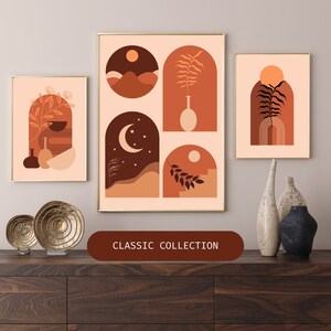 Boho Contemporary wall art - Sun - Moon - Boho Modern -Minimal  Wall Art Decor - Digital Download