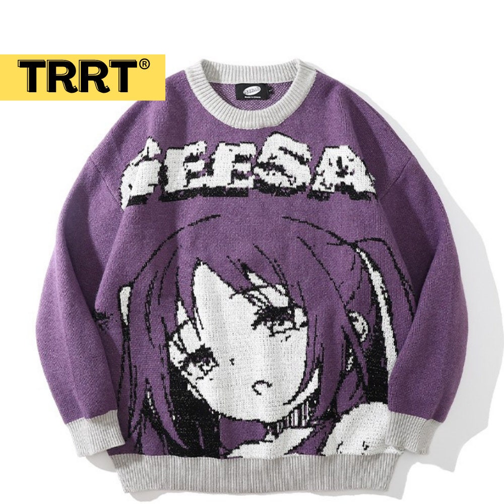 2022 TRRT Anime Girl Knitted Sweaters Men Women Autumn Winter - Etsy New  Zealand