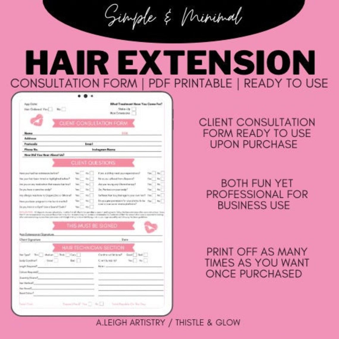 Extension Printable Form Hair Extension Consultation Form PDF Printable - Etsy