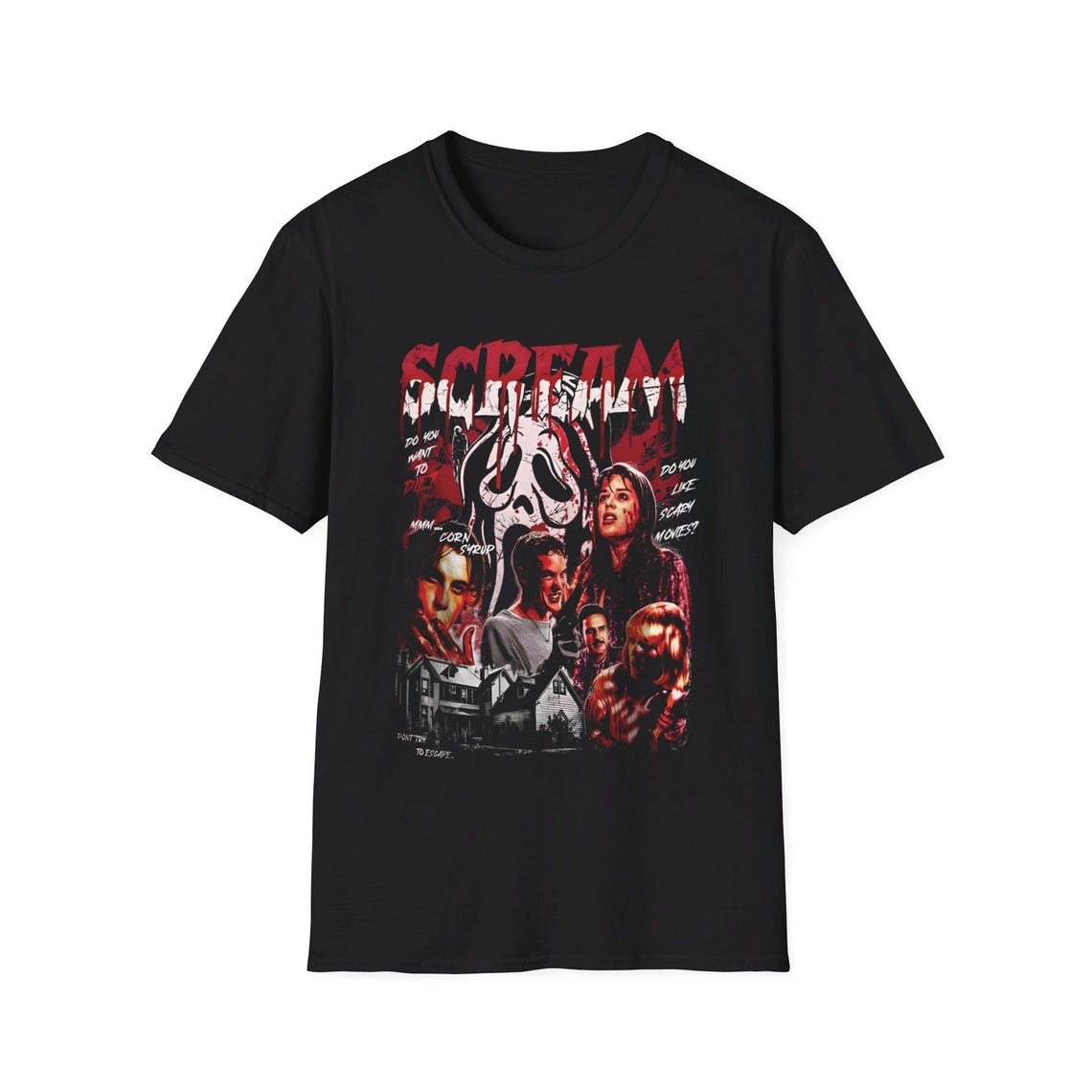 GHOST FACE Ghost Face Movie T-shirt Men's L size cotton black type Vintage Second Hand