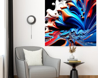 Modern abstract wall art Printable print, Wall Art Print, Abstract painting digital download, Extra large wall art, Colorful digital art
