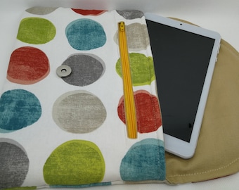 Tablet case for Samsung with zip pocket for her, Ipad cover fabric with pencil pocket, kindle case, padded lenovo pouch, bright spot protect