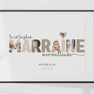 Godmother photo poster, godmother word for a baptism gift, gift to offer to godmother, godmother Christmas gift, personalized gift