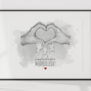 spersonalizowany plakat przedstawiający dziadka i jego wnuczęta, który można podarować jako prezent na Dzień Dziadka, Dzień Dziadka, prezent dla dziadka.