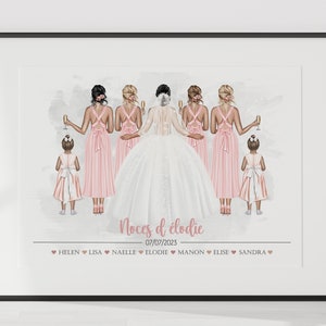 personalized wedding poster, bridesmaid, bride brigade, wedding witness, wedding portrait.