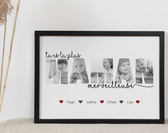 Affiche maman photo, cadeau fête des mères, mot maman, cadeau pour maman, affiche personnalisée lettre maman, affiche photo a personnaliser