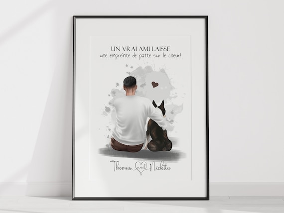 affiche personnalisée, portrait chien personnalisé, cadeau pour femme, cadeau pour homme, amoureux des animaux, chat chien lapin
