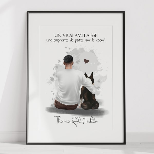 affiche personnalisée, portrait chien personnalisé, cadeau pour femme, cadeau pour homme, amoureux des animaux, chat chien lapin