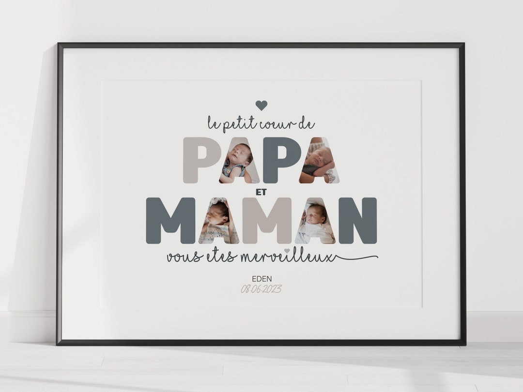Dad and Mom Poster, Photo Words, Baptism Gift for Parents, Personalized ...