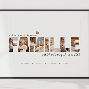 Personalized family poster with photos, family word, unique gift to give at Christmas, photo word.