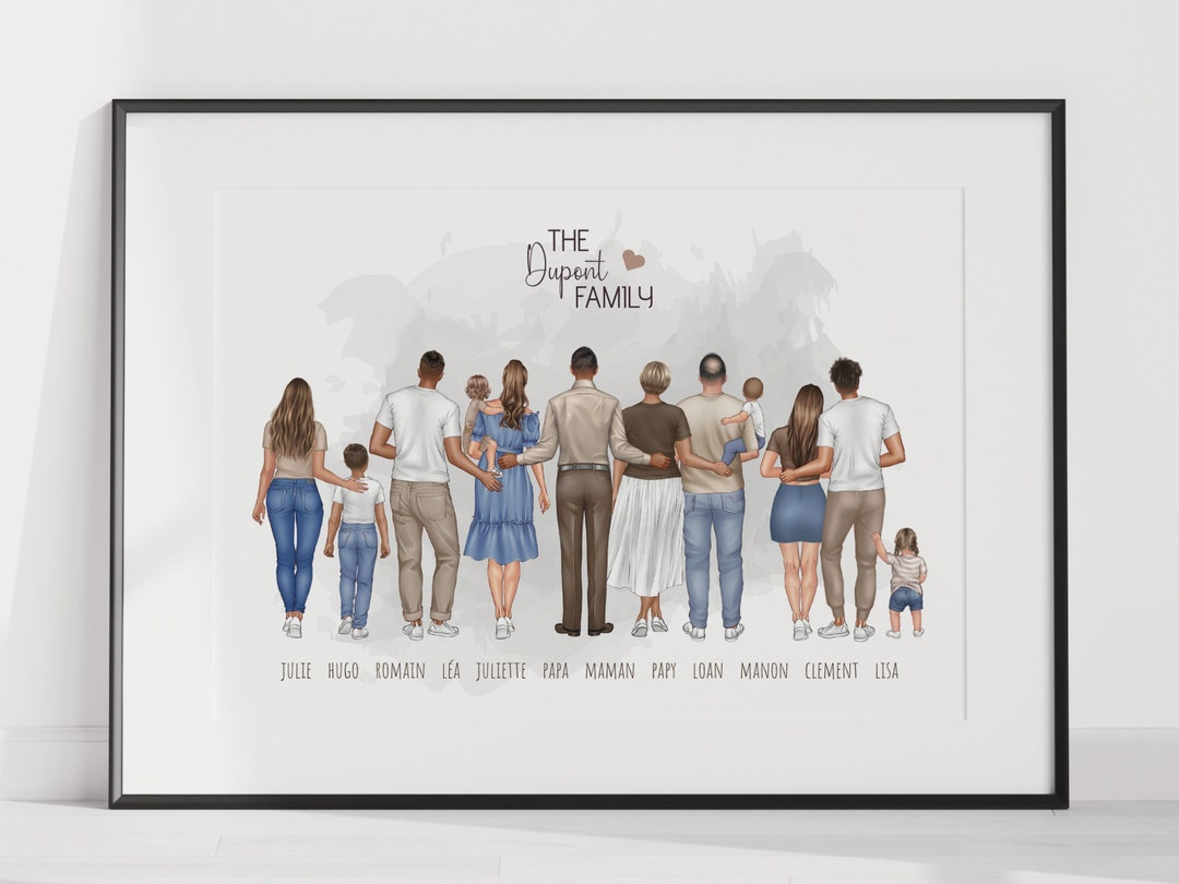 Affiche Famille Personnalisé A Partir D'une Photo Portrait famille personnalisé, affiche personnalisée pour un cadeau de
