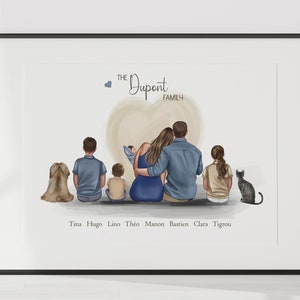 affiche portrait de famille, affiche personnalisée famille pour un cadeau à offrir à un anniversaire ou en cadeau de noël, poster familial