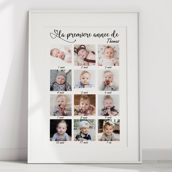 personalized baby poster my first year, baby photos, child's first birthday gift, baby souvenir