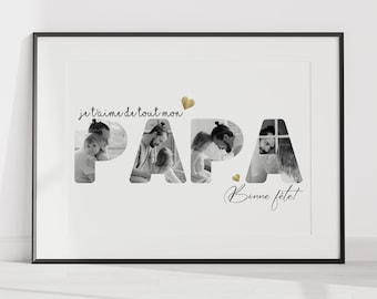Affiche unique pour papa, cadeau personnalisé pour père, mot papa photo, fête des pères personnalisé, Anniversaire de papa.