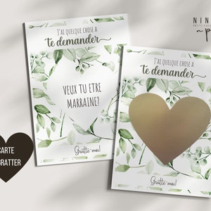 carte a gratter personnalisable, demande marraine, demande témoin, annonce originale à la famille.