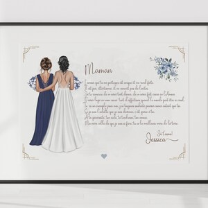 mother of the bride poster, poster to offer as a wedding souvenir gift, personalized mom and daughter poster, parents wedding gift
