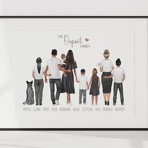 personalized poster, unique portrait of the family, a gift to give for Christmas or a birthday.