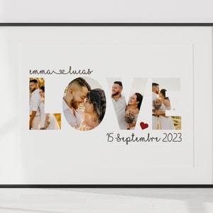 affiche couple, affiche personnalisée pour un cadeau anniversaire de rencontre, tableau amour, fiançailles décoration image 1