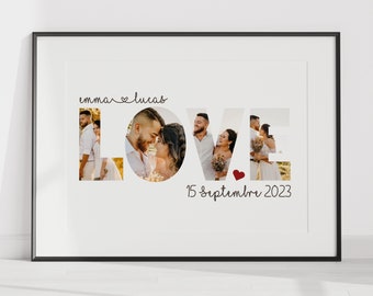 affiche couple, affiche personnalisée pour un cadeau anniversaire de rencontre, tableau amour, fiançailles décoration