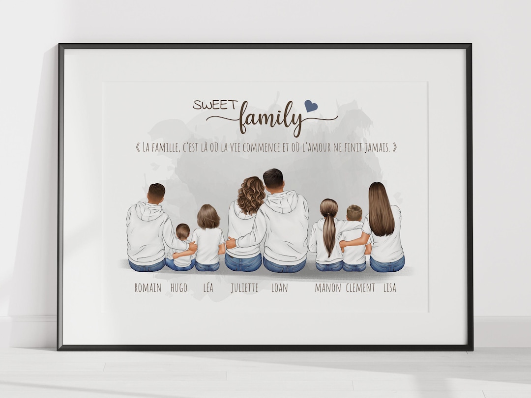 Affiche Famille Personnalisé A Partir D'une Photo Affiche famille personnalisée, Cadeau personnalisé Noël, portrait d'une