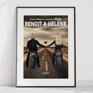 Affiche de couple personnalisée, Cadeau pour motard, Cadeau de couple,  Cadre Moto personnalisé, Affiche moto -  Canada