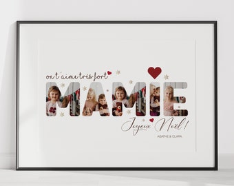 Grandma Christmas photo poster, Grandma word frame, Grandma Christmas gift, Christmas party, personalized Christmas.