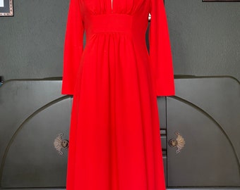 Vintage 1970s Scarlet Red Maxi