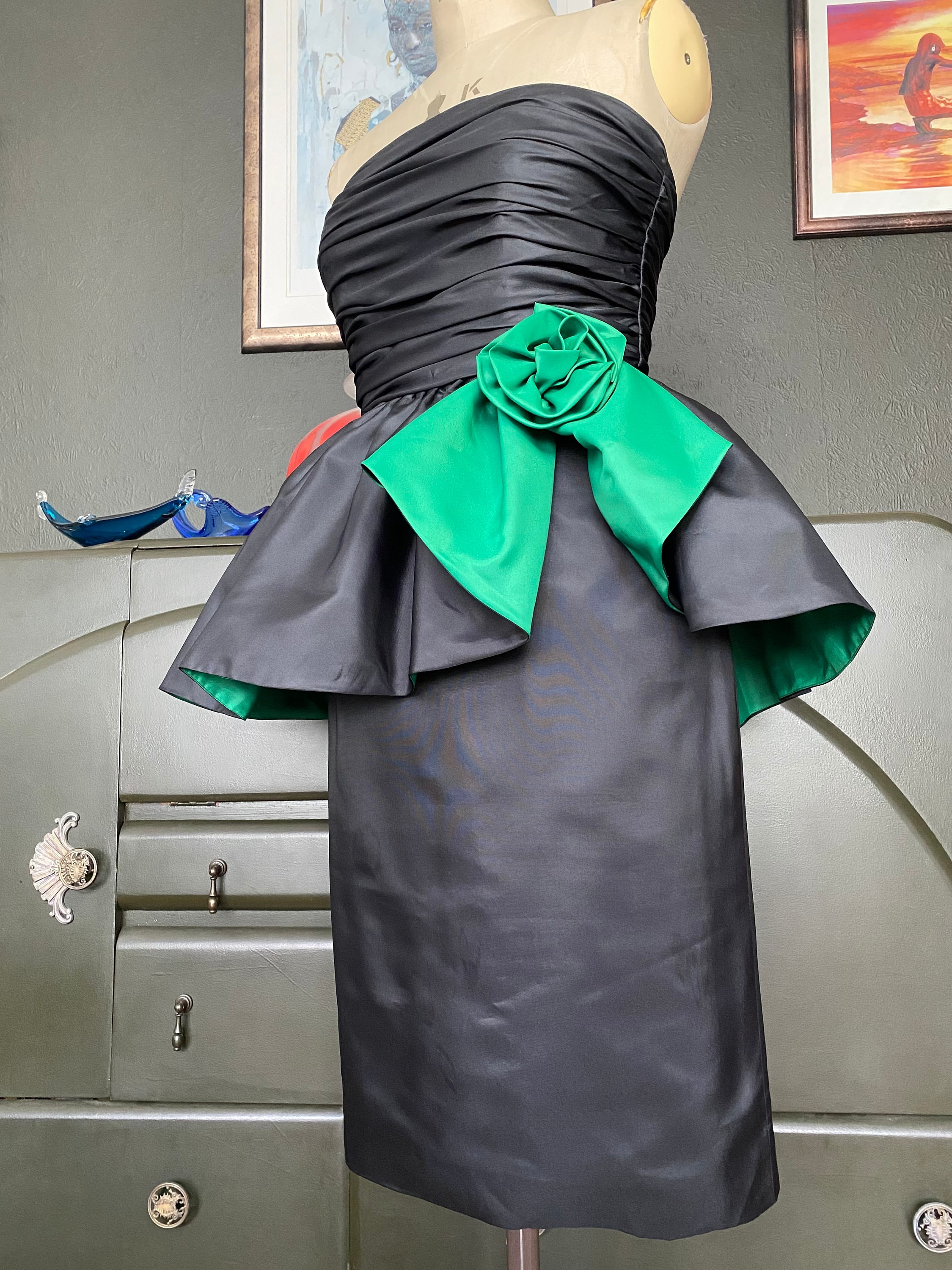 Green Peplum Dress - Etsy UK