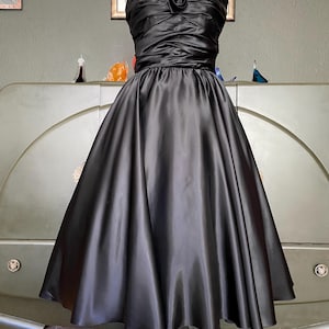 Vintage 1980s gown with 1950s Style Heavy Black Dress - By John Charles