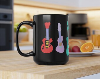 15 oz Guitar lover coffee or tea mug. Guitar mugs. Coffee mug. Tea mug.