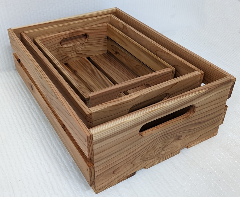 Cedar Farmhouse Crates Set of 3 Handcrafted Wooden Boxes Etsy