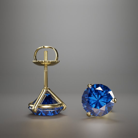 18K Gold Aquamarine CZ Mini Halo Heart Baby Earrings With Screw Backs