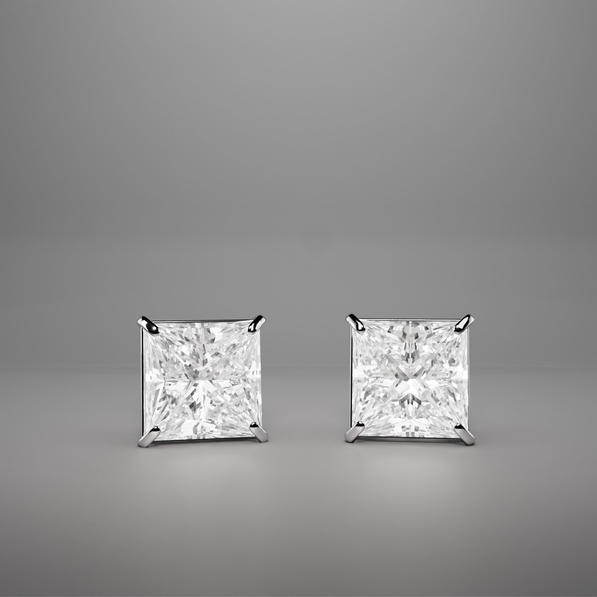 1-4.ct VVS1 GRA Certified Princess Cut Diamond Stud Earrings Real 14KT ...
