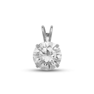 GRA Certified VVS1 Round Brilliant Cut Moissanite Diamond Pendant Real 14KT Solid White Gold 4-9MM | Solitaire Diamond Pendant Bridal Gift