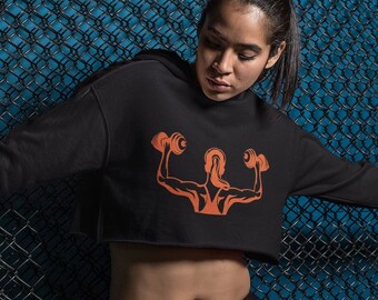 Recadré, Sweat-shirt à capuche, Adulte, Chemise crop, Vêtements pour femmes, Pull crop, Sweat à capuche gym, Crop Top