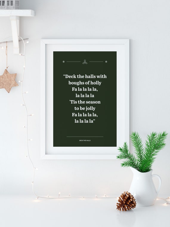 Deck the Halls Song Christmas Printable Minimalist Christmas - Etsy