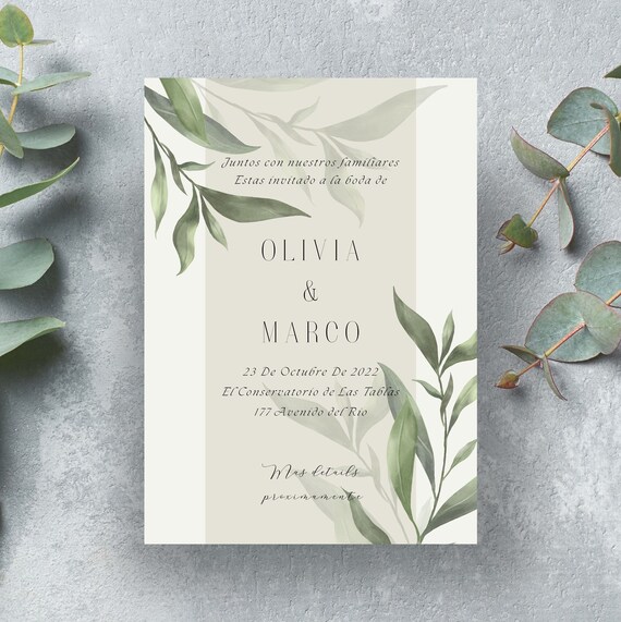 Invitaciones De Boda Modernas Personalizados Con Su Texto.