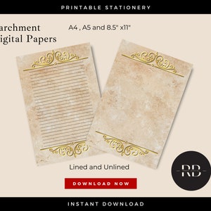 Parchment Printable Paper / Printable Stationery / Parchment Paper Download / PDF Paper Download
