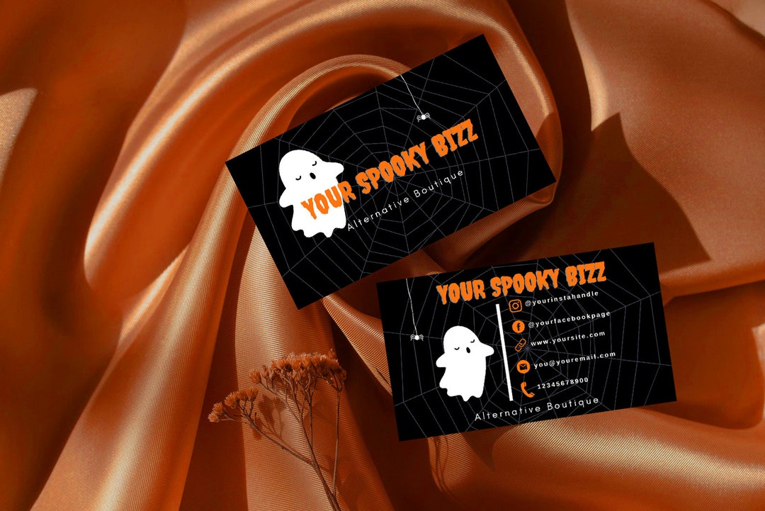 spooky-ghost-business-card-template-halloween-instant-download-custom-canva-gothic-alternative-orange-scary-etsy