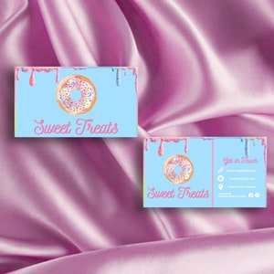 Modelo de cartão de visita Donut Canva / Doces, Confeitaria, Loja de Doces, Fabricante de Chocolate, Padaria, Padeiro