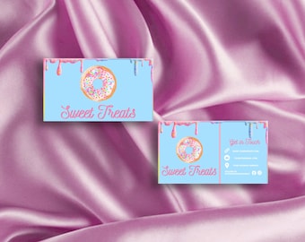 Donut Canva Business Card Template / Sweets, Confectionary, Sweet Shop, Chocolate Maker, Bakery, Baker