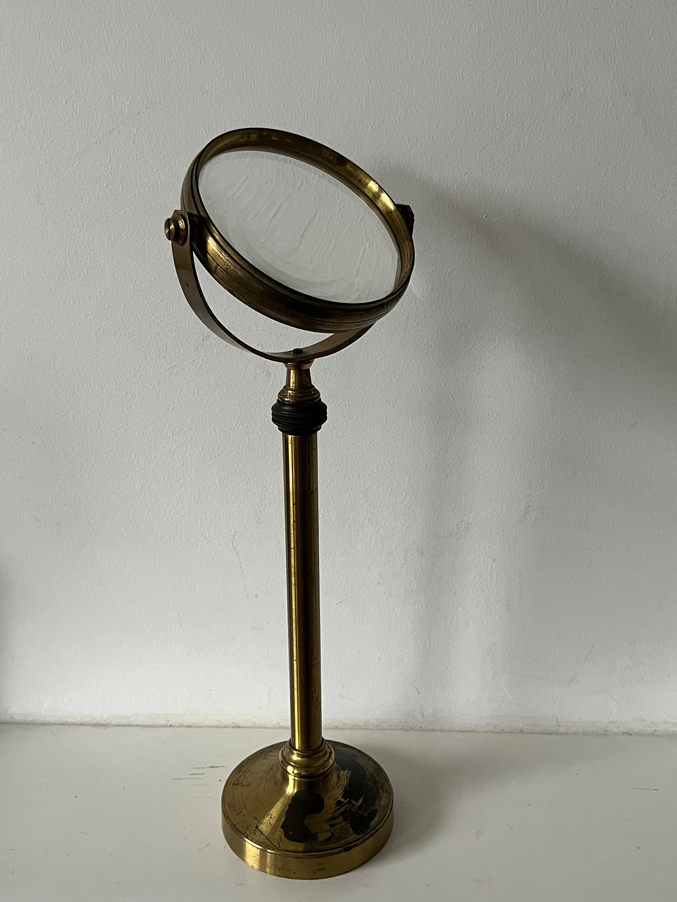 Antique Brass Magnifier Maritime Adjustable stand Magnifying Glass Desk Top  Gift