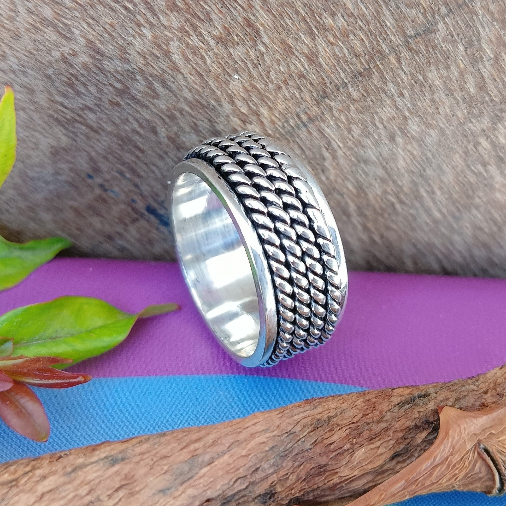 Four Tone Spinner Ring 925 Sterling Silver Spinner Ring Etsy